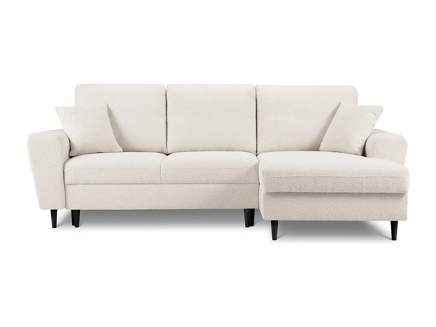 Cosmopolitan Design - Canapé d'angle droit convertible avec coffre de rangement "Kyoto" 4 places en bouclé beige - 241x145x88cm