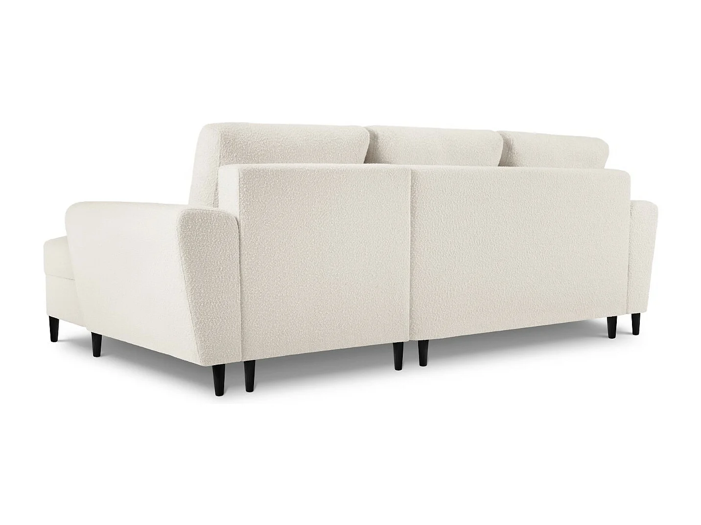 Cosmopolitan Design - Canapé d'angle droit convertible avec coffre de rangement "Kyoto" 4 places en bouclé beige - 241x145x88cm