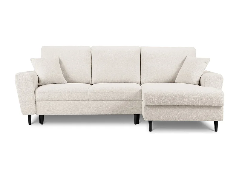 Cosmopolitan Design - Canapé d'angle droit convertible avec coffre de rangement "Kyoto" 4 places en bouclé beige - 241x145x88cm