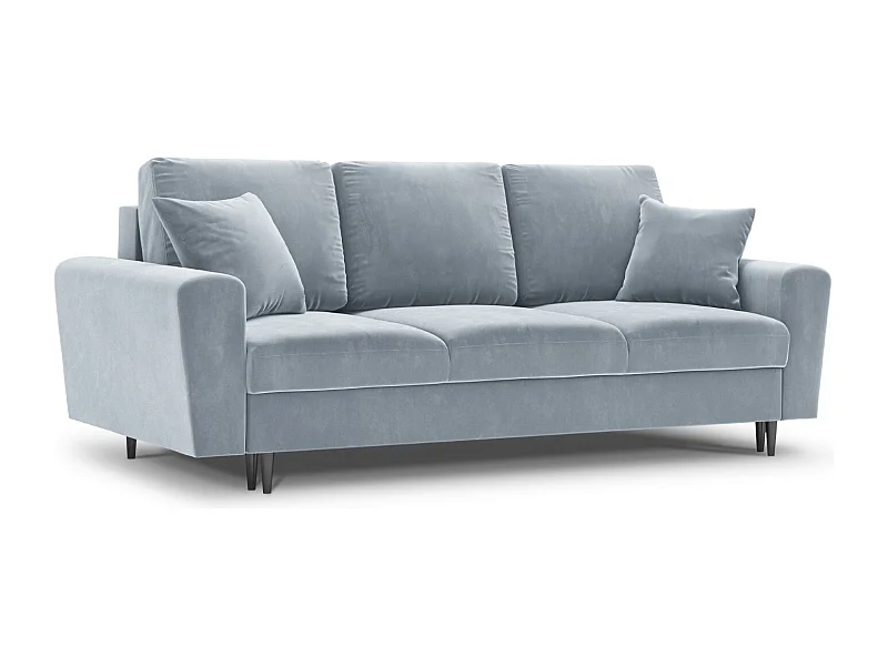 Cosmopolitan Design - Sofá cama con baúl de almacenaje "Kyoto" 3 plazas de terciopelo azul claro - 235x100x88cm