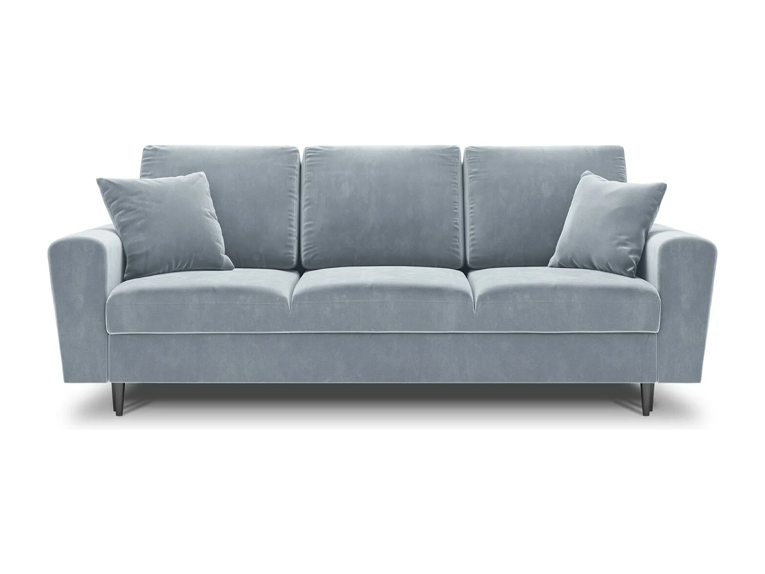Cosmopolitan Design - Sofa z funkcją spania ze schowkiem, "Kyoto" 3 miejsca welur, niebieski jasny - 235x100x88cm