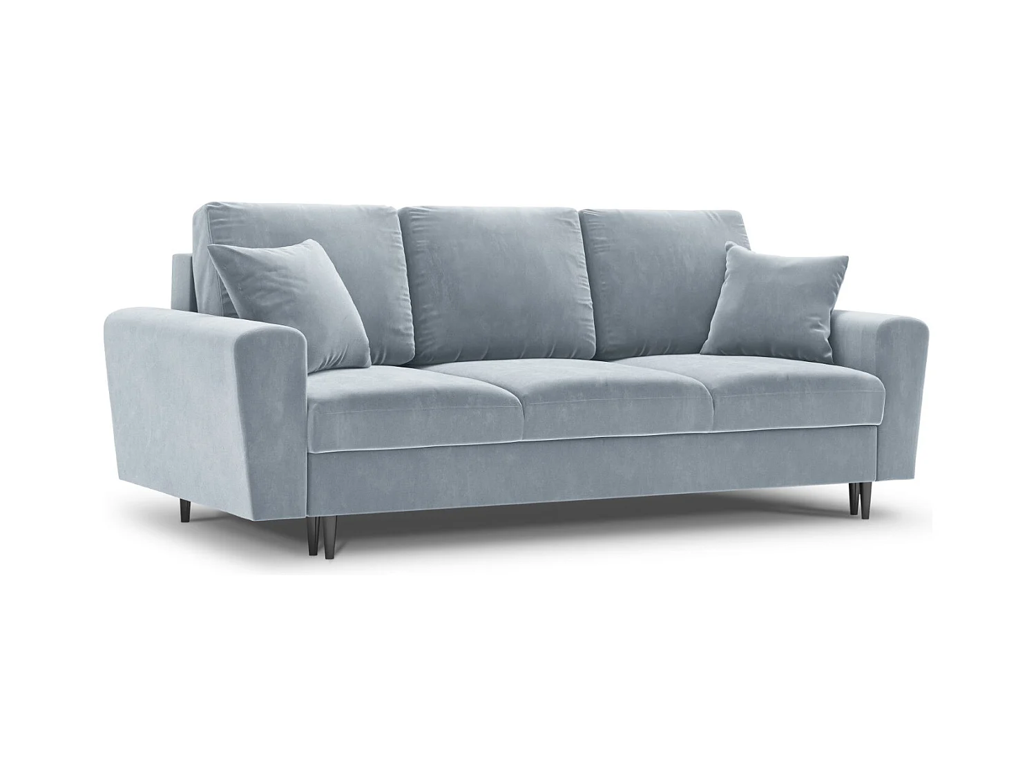 Cosmopolitan Design - Canapé convertible avec coffre de rangement "Kyoto" 3 places en velours bleu clair - 235x100x88cm
