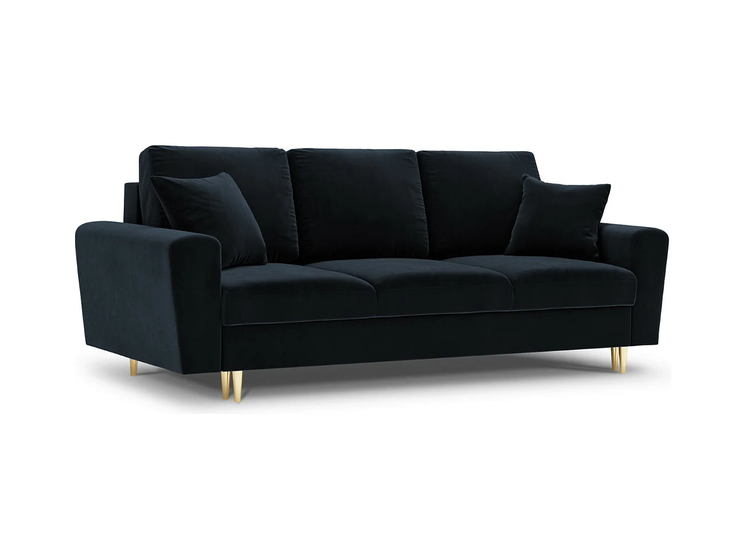 Cosmopolitan Design - Canapé convertible avec coffre de rangement "Kyoto" 3 places en velours bleu foncé - 235x100x88cm