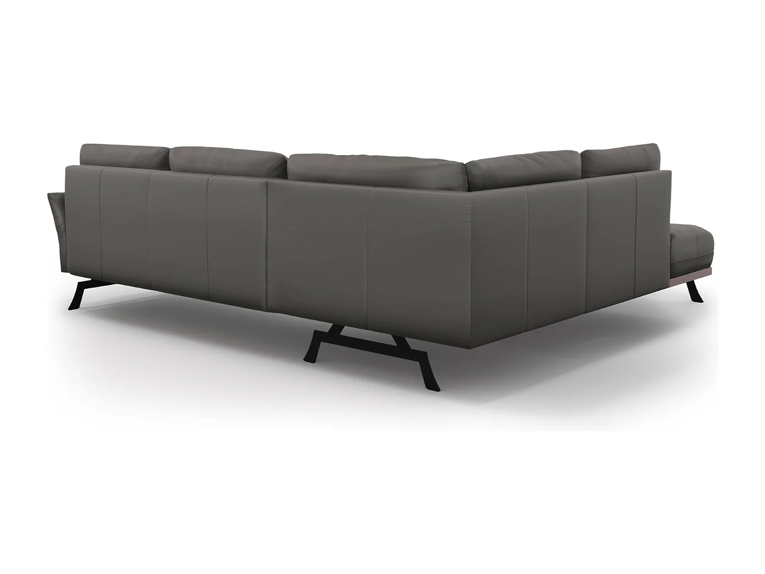 CXL by Christian Lacroix - Canapé d'angle gauche convertible "Olivier" 5 places en cuir véritable gris foncé - 262x204x87cm