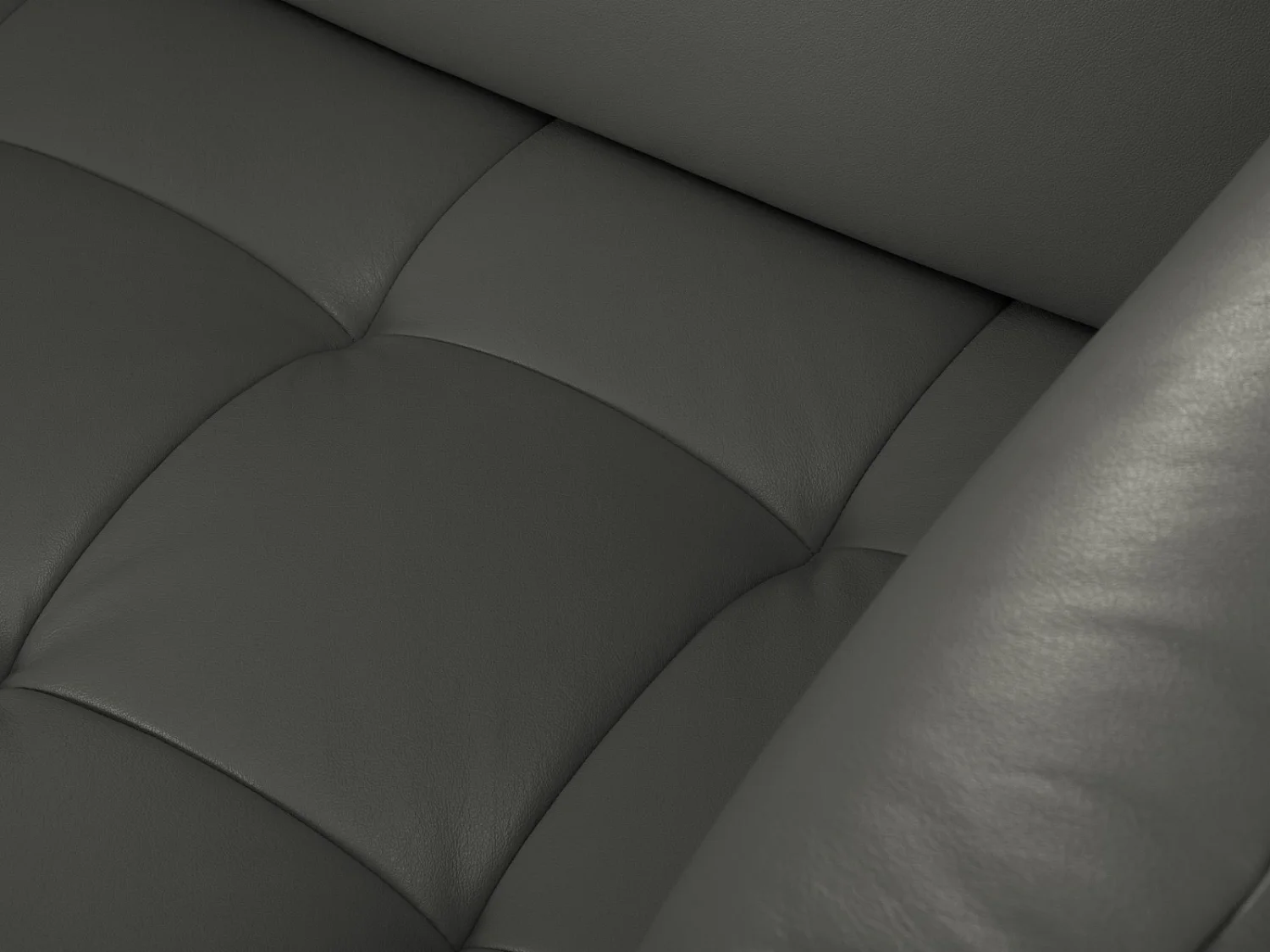 CXL by Christian Lacroix - Canapé d'angle gauche convertible "Olivier" 5 places en cuir véritable gris foncé - 262x204x87cm