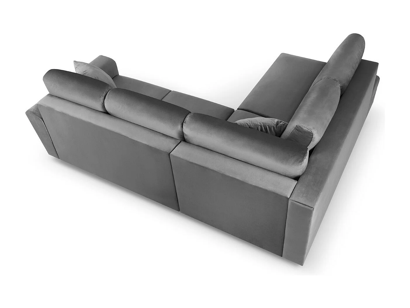 Cosmopolitan Design - 5-Sitzer ausklappbares Ecksofa links mit Container "Kyoto" aus Samt hellgrau - 243x194x88cm