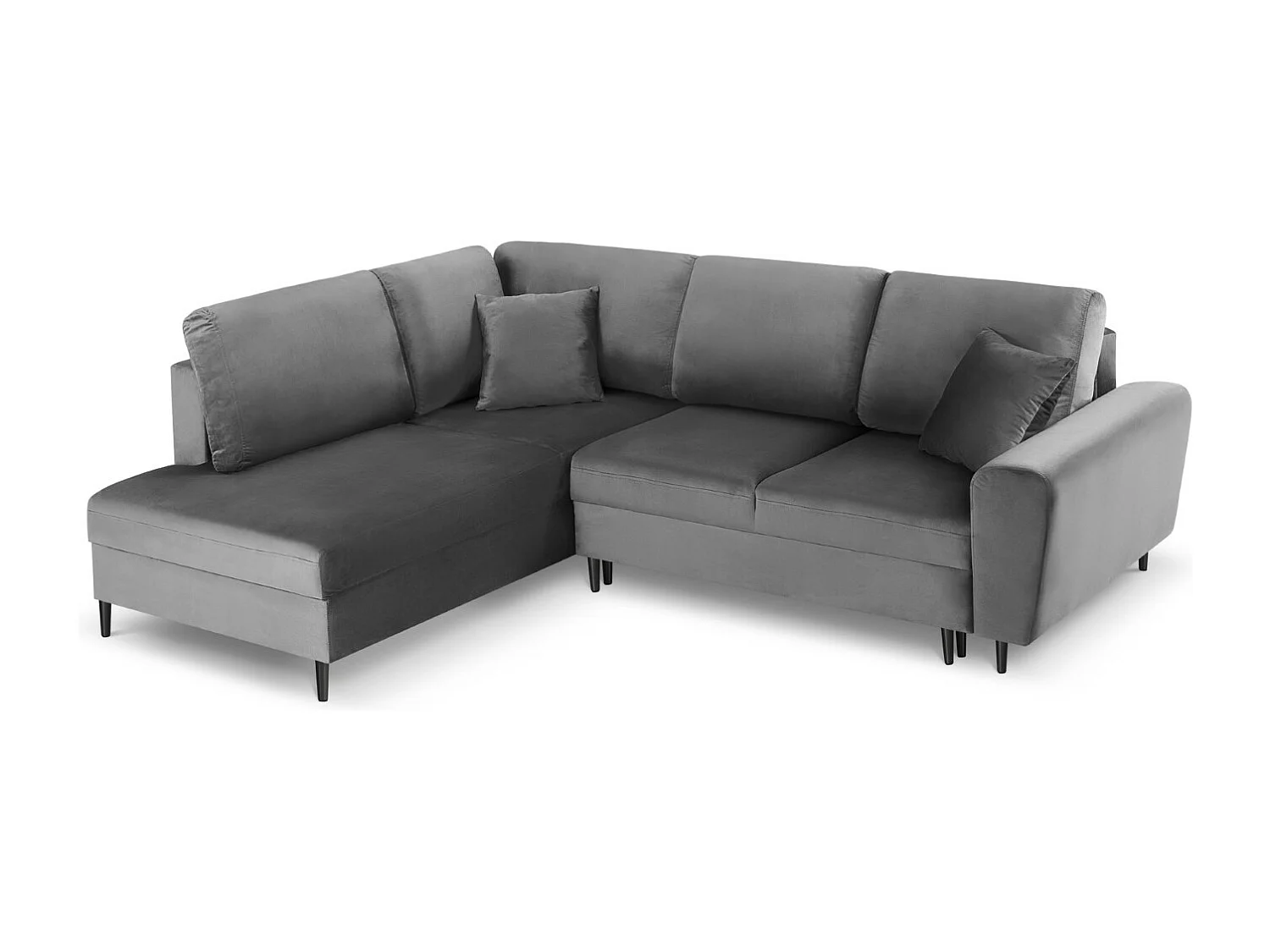 Cosmopolitan Design - Canapé d'angle gauche convertible avec coffre de rangement "Kyoto" 5 places en velours gris clair - 243x194x88cm