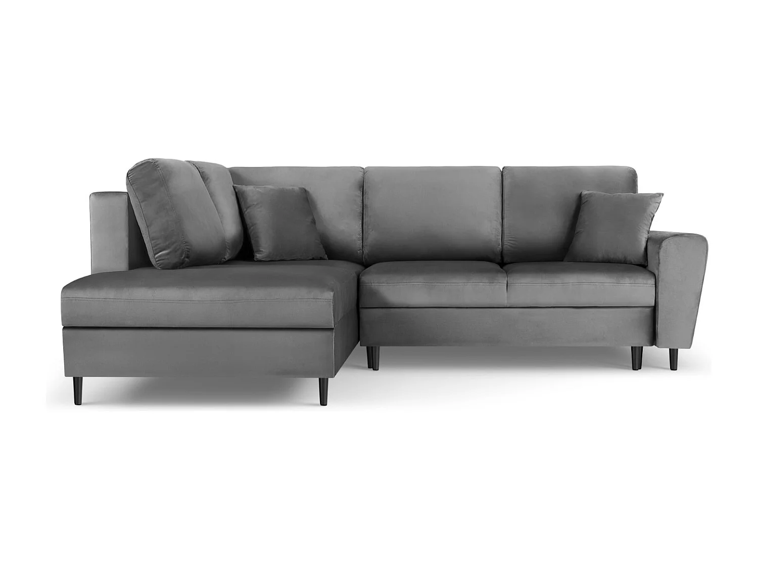 Cosmopolitan Design - Canapé d'angle gauche convertible avec coffre de rangement "Kyoto" 5 places en velours gris clair - 243x194x88cm