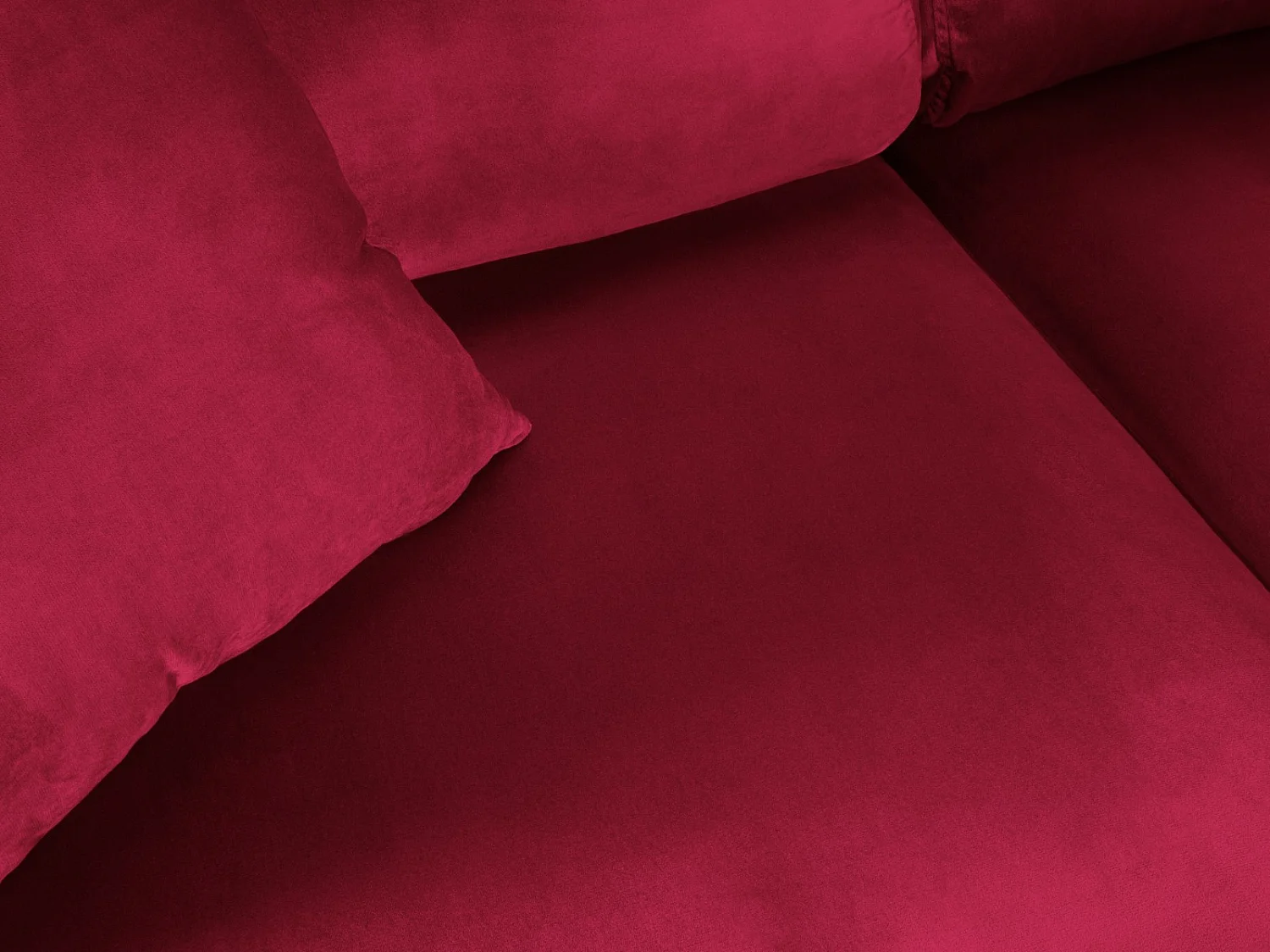 Cosmopolitan Design - Canapé d'angle droit convertible avec coffre de rangement "Kyoto" 5 places en velours rouge - 243x194x88cm