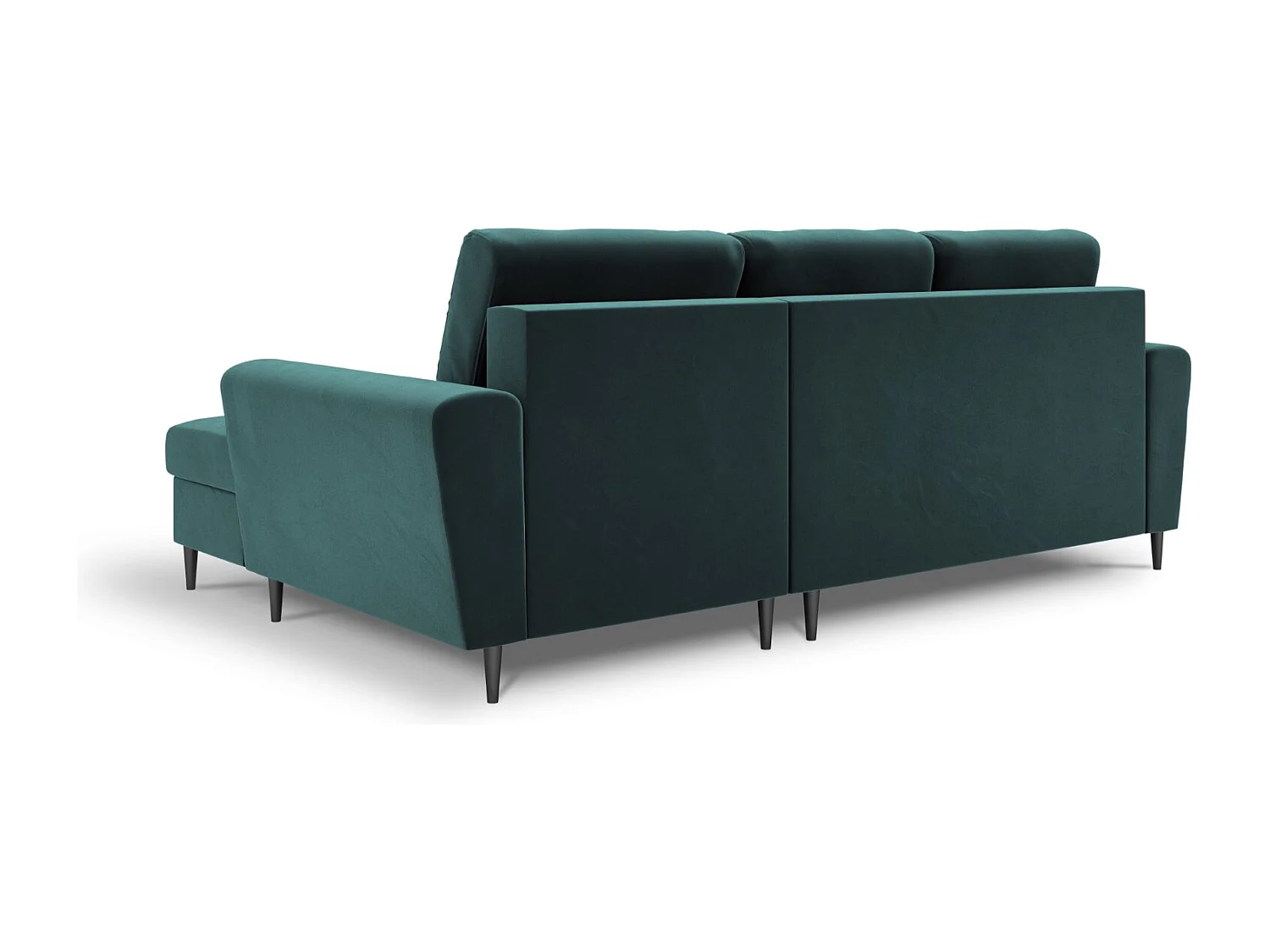 Cosmopolitan Design - Canapé d'angle droit convertible avec coffre de rangement "Kyoto" 4 places en velours pétrole - 241x145x88cm