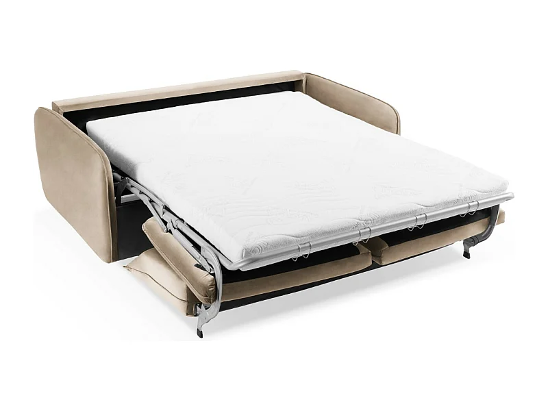 Cosmopolitan Design - Divano convertibile "Vienna" 2 posti in velluto beige - 194x102x92cm