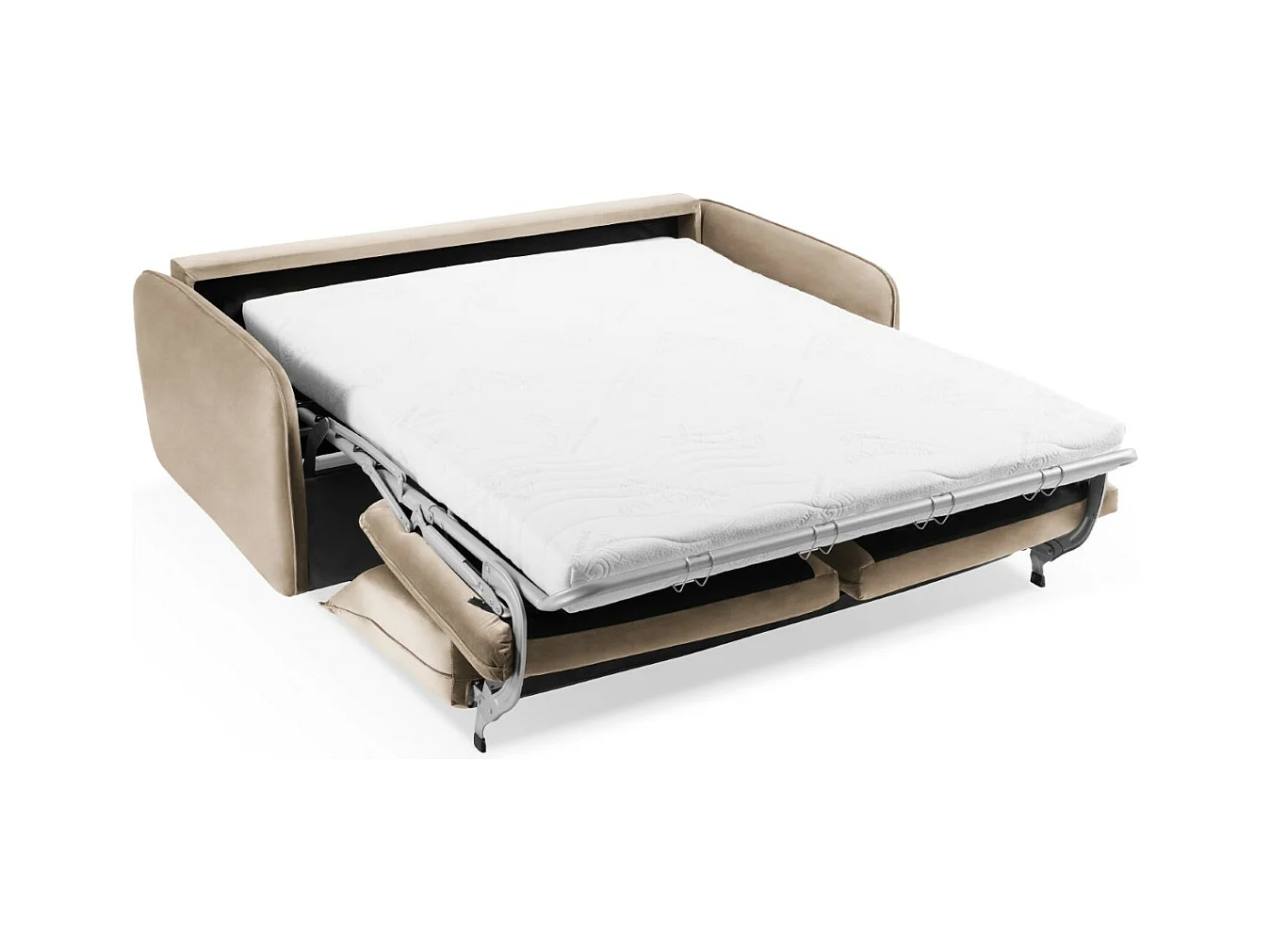 Cosmopolitan Design - Converteerbare bank "Vienna" 2 zitplaatsen, Flueel, Beige - 194x102x92cm