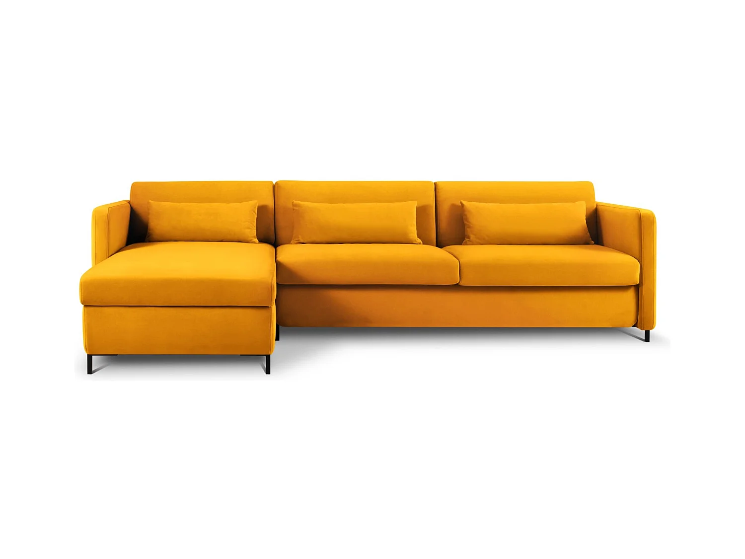 CXL by Christian Lacroix - Canapé d'angle gauche convertible "Yanis" 5 places en velours jaune - 280x170x80cm