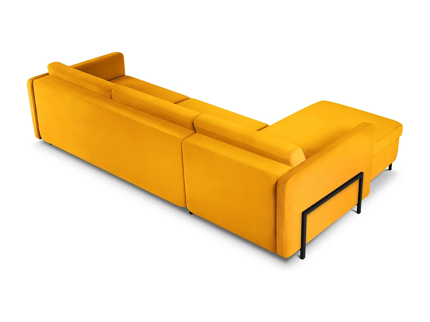 CXL by Christian Lacroix - Canapé d'angle gauche convertible "Yanis" 5 places en velours jaune - 280x170x80cm