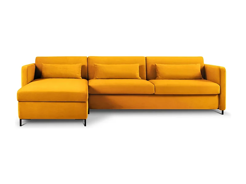 CXL by Christian Lacroix - Uitklapbare hoekbank links "Yanis" 5 zitplaatsen, Flueel, GEEL - 280x170x80cm