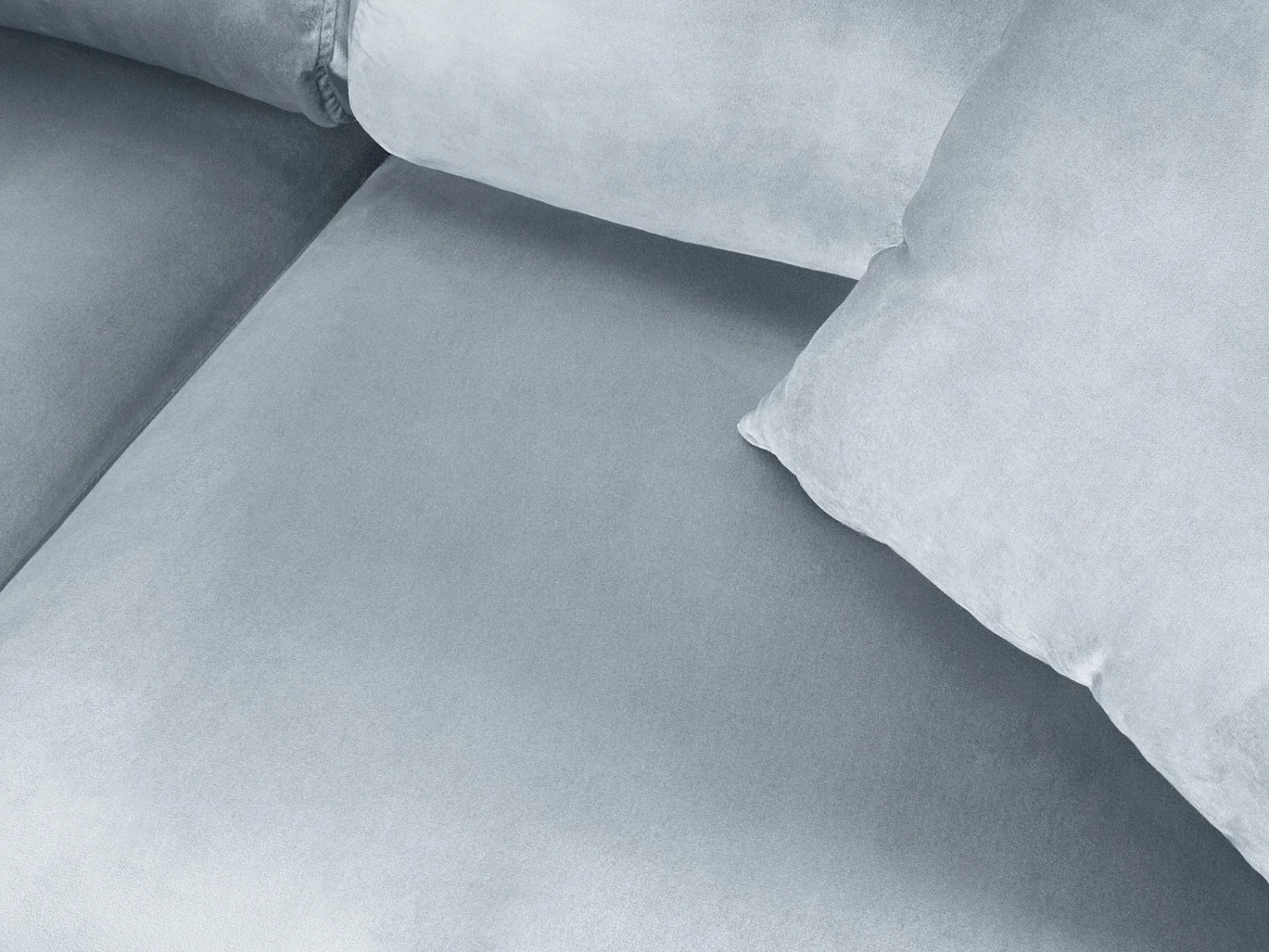 Cosmopolitan Design - 5-Sitzer ausklappbares Ecksofa links mit Container "Kyoto" aus Samt hellblau - 243x194x88cm