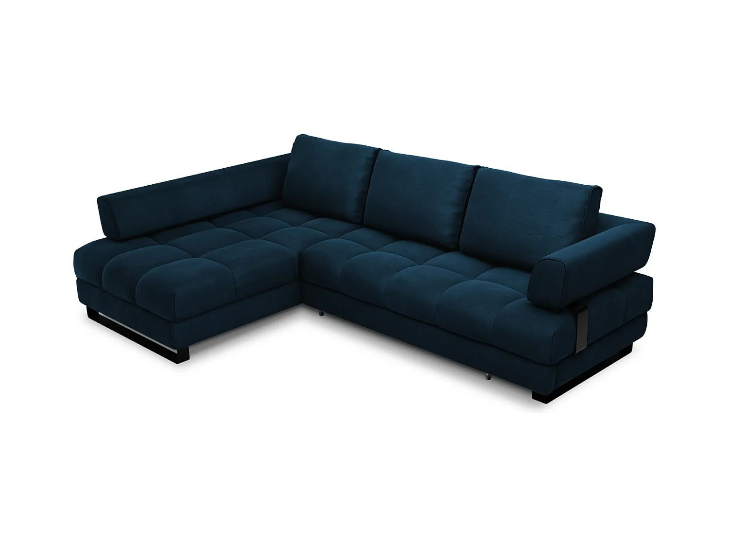 Cosmopolitan Design - Canapé d'angle gauche convertible avec coffre de rangement "Clinton" 5 places en velours bleu roi - 272x173x89cm