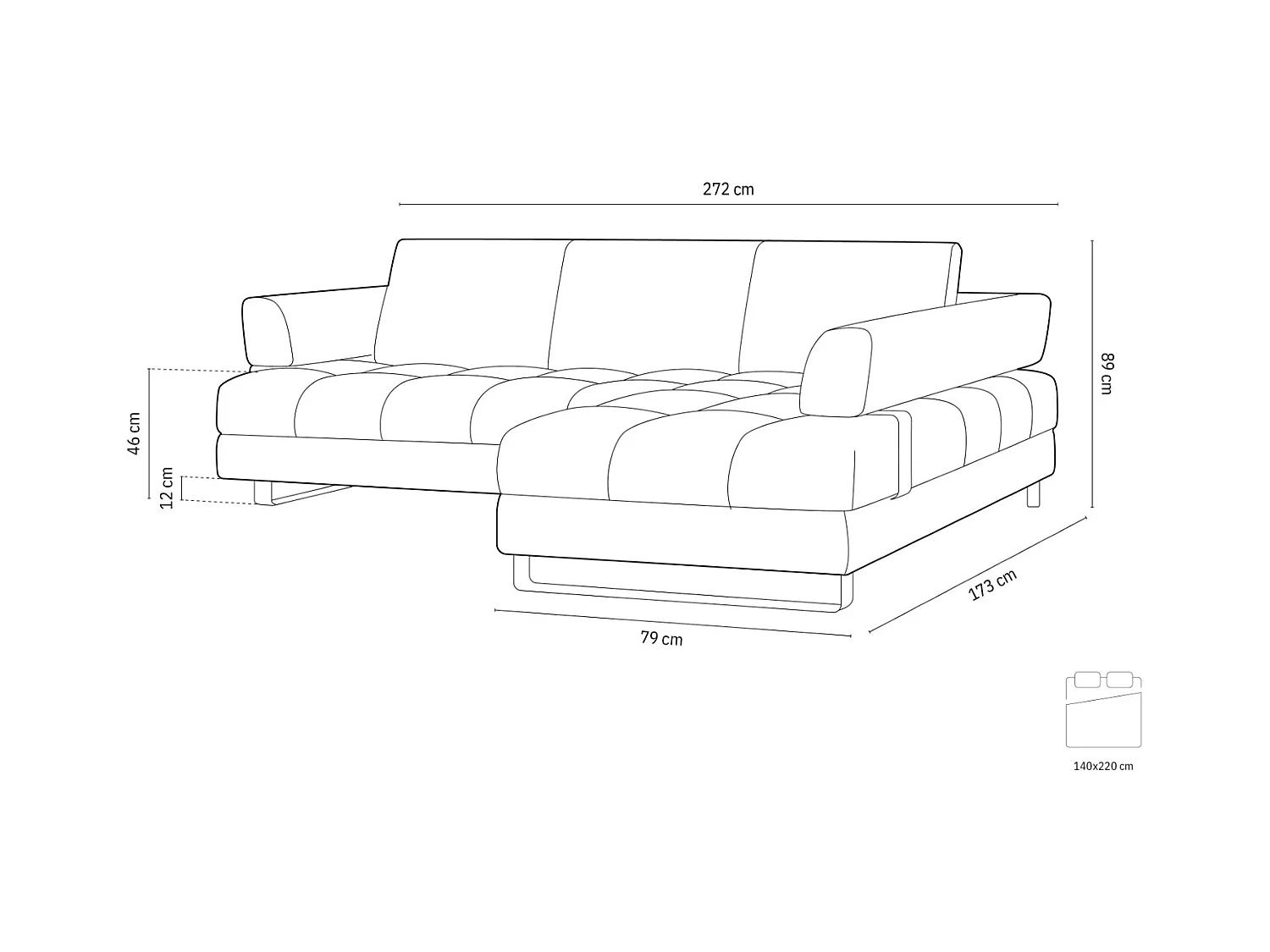 Cosmopolitan Design - 5-Sitzer ausklappbares Ecksofa rechts mit Container "Clinton" aus Samt dunkelgrau - 272x173x89cm