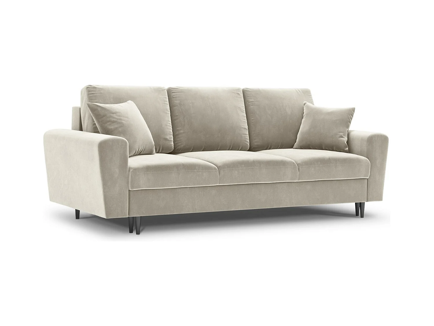 Cosmopolitan Design - Canapé convertible avec coffre de rangement "Kyoto" 3 places en velours beige clair - 235x100x88cm