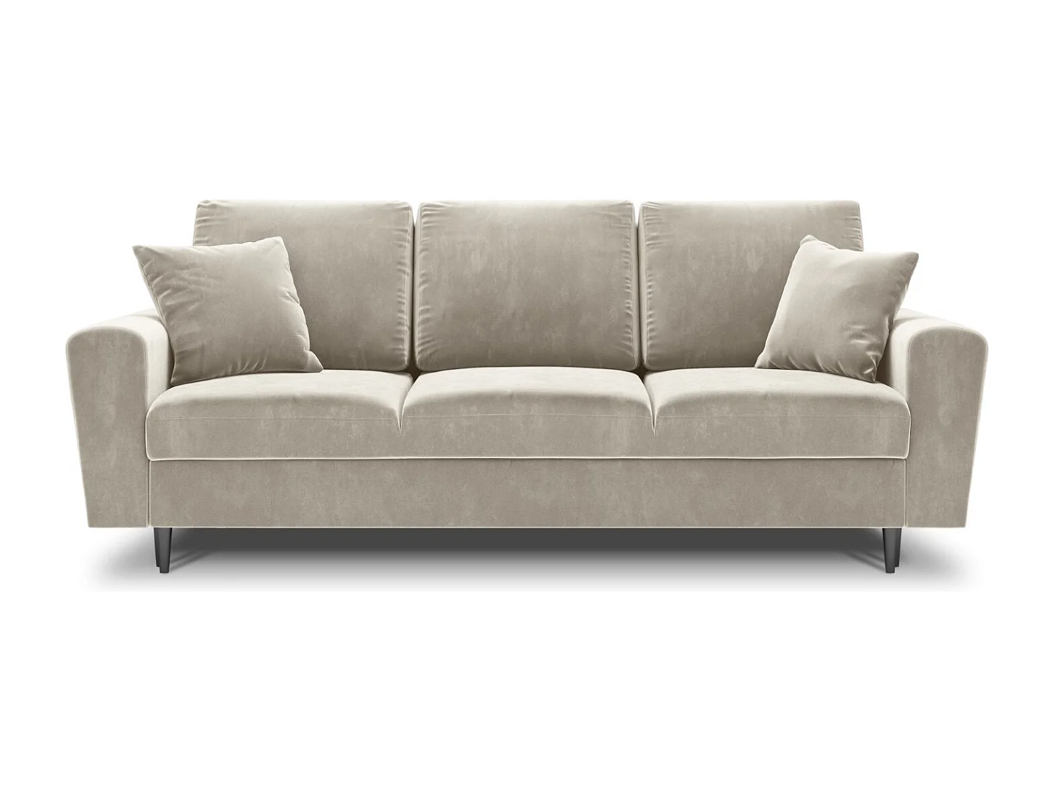 Cosmopolitan Design - Canapé convertible avec coffre de rangement "Kyoto" 3 places en velours beige clair - 235x100x88cm