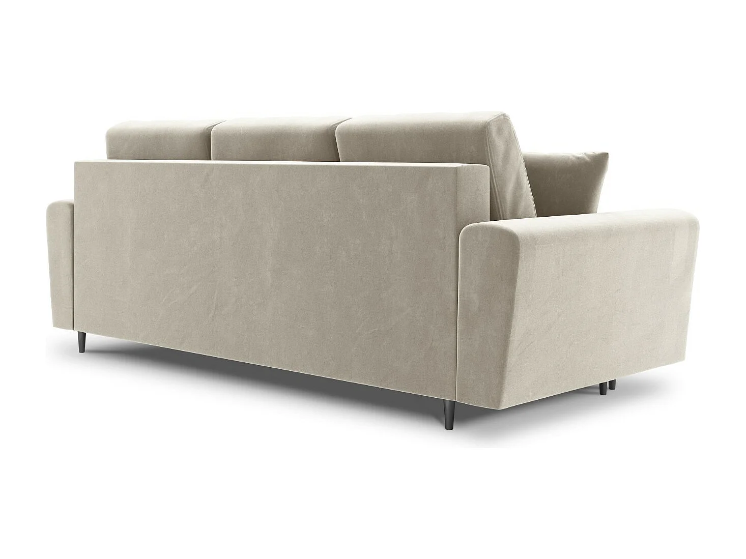 Cosmopolitan Design - Canapé convertible avec coffre de rangement "Kyoto" 3 places en velours beige clair - 235x100x88cm