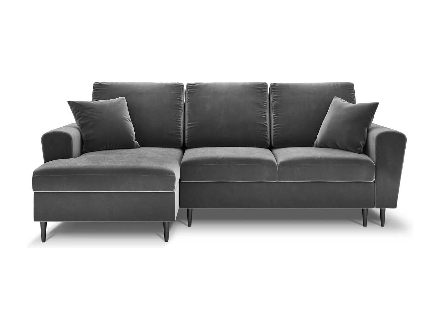 Cosmopolitan Design - Canapé d'angle gauche convertible avec coffre de rangement "Kyoto" 4 places en velours gris clair - 241x145x88cm