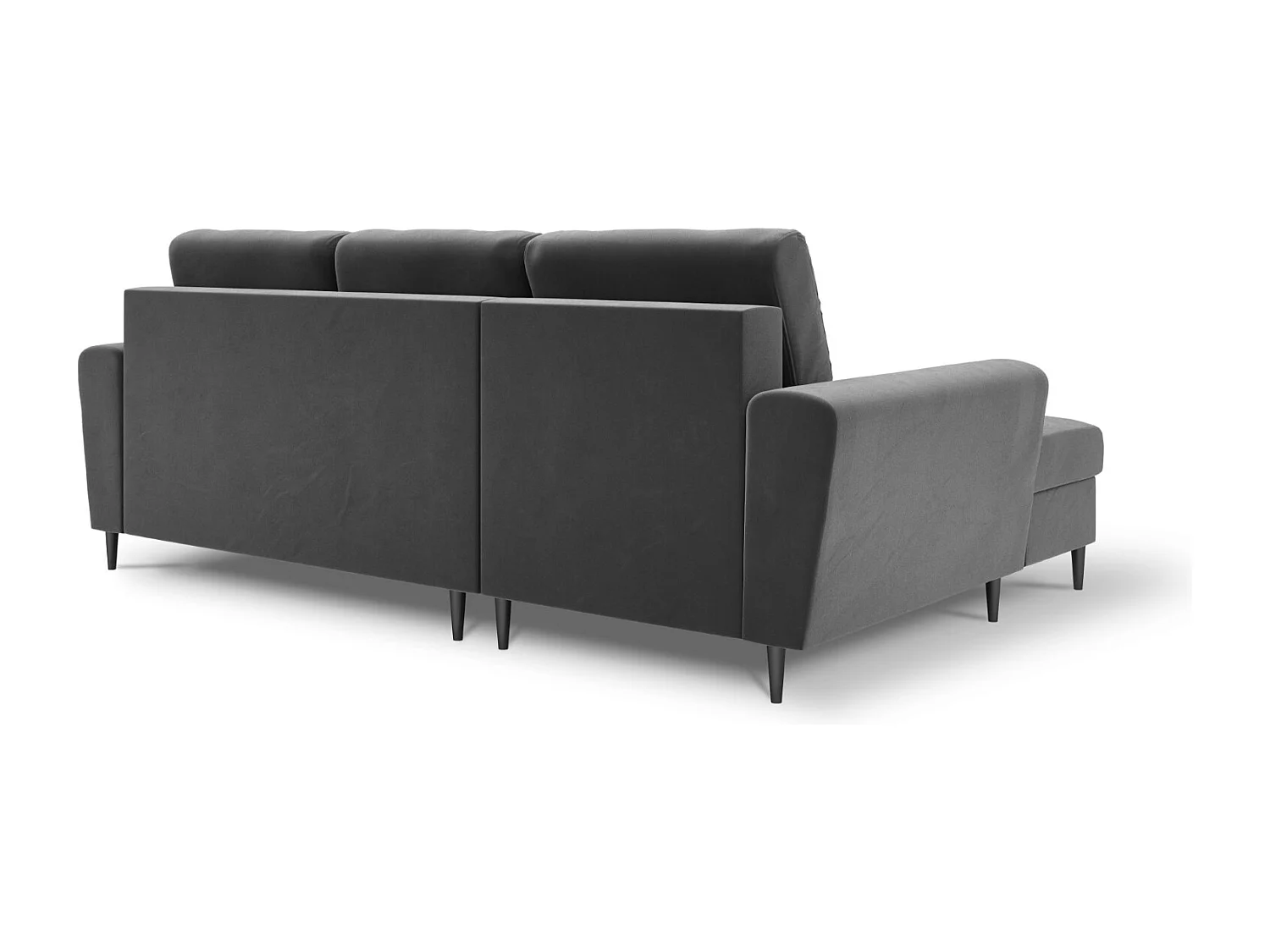 Cosmopolitan Design - Canapé d'angle gauche convertible avec coffre de rangement "Kyoto" 4 places en velours gris clair - 241x145x88cm