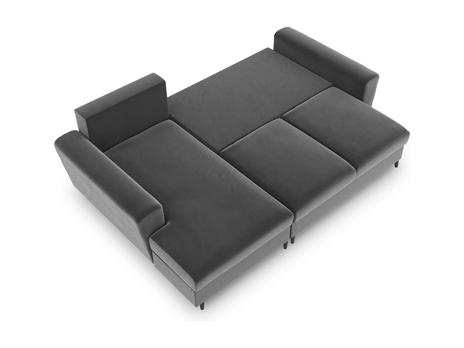 Cosmopolitan Design - Canapé d'angle gauche convertible avec coffre de rangement "Kyoto" 4 places en velours gris clair - 241x145x88cm