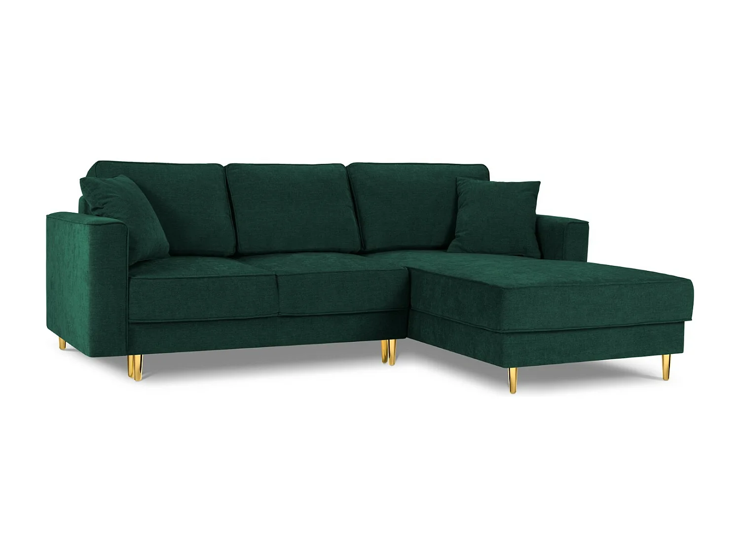 Cosmopolitan Design - Canapé d'angle droit convertible avec coffre de rangement "Fano" 4 places en tissu structurel vert bouteille - 242x174x89cm