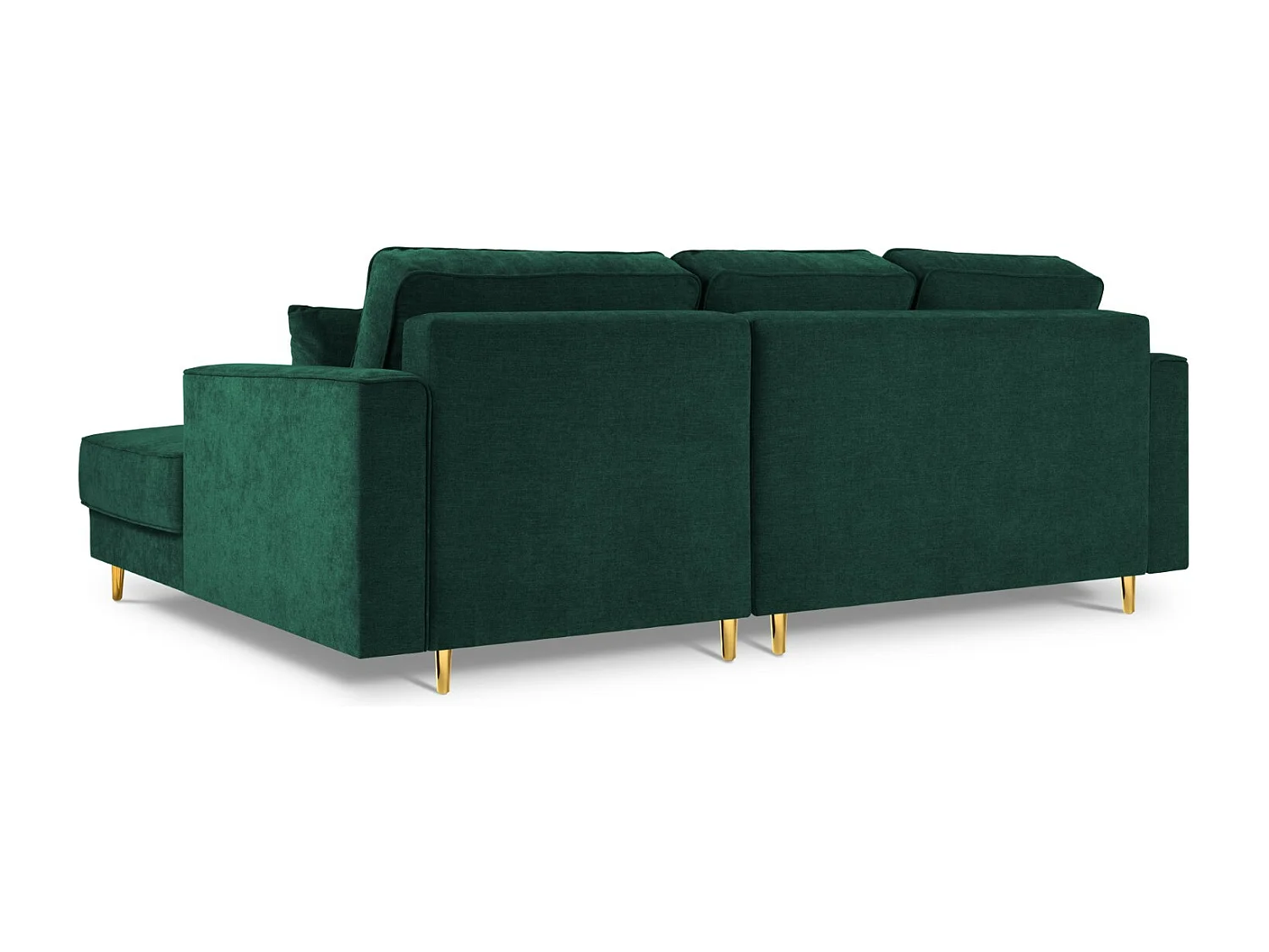 Cosmopolitan Design - Canapé d'angle droit convertible avec coffre de rangement "Fano" 4 places en tissu structurel vert bouteille - 242x174x89cm