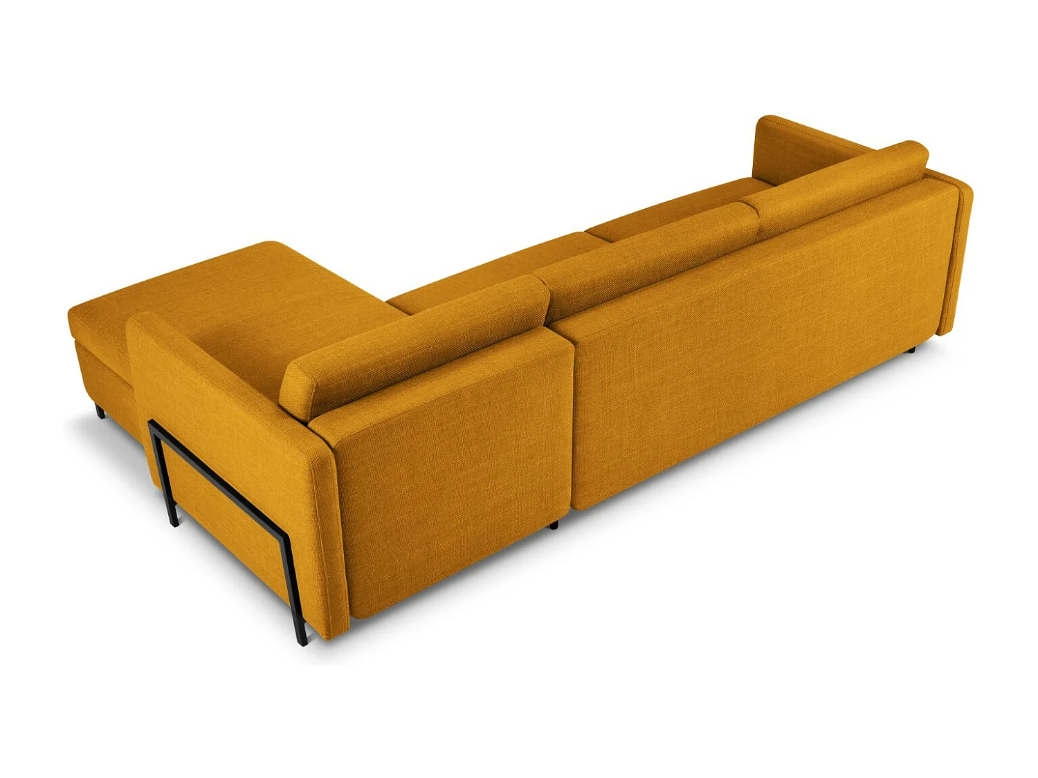 CXL by Christian Lacroix - Sofá cama esquinero derecho con baúl de almacenaje "Yanis" 5 plazas de tejido estructural oro - 280x170x80cm