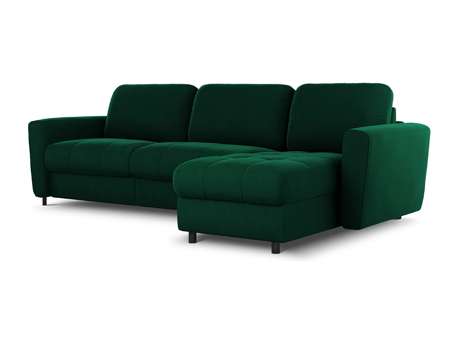 CXL by Christian Lacroix - Canapé d'angle droit convertible avec coffre de rangement "Audra" 5 places en velours vert bouteille - 290x170x88cm