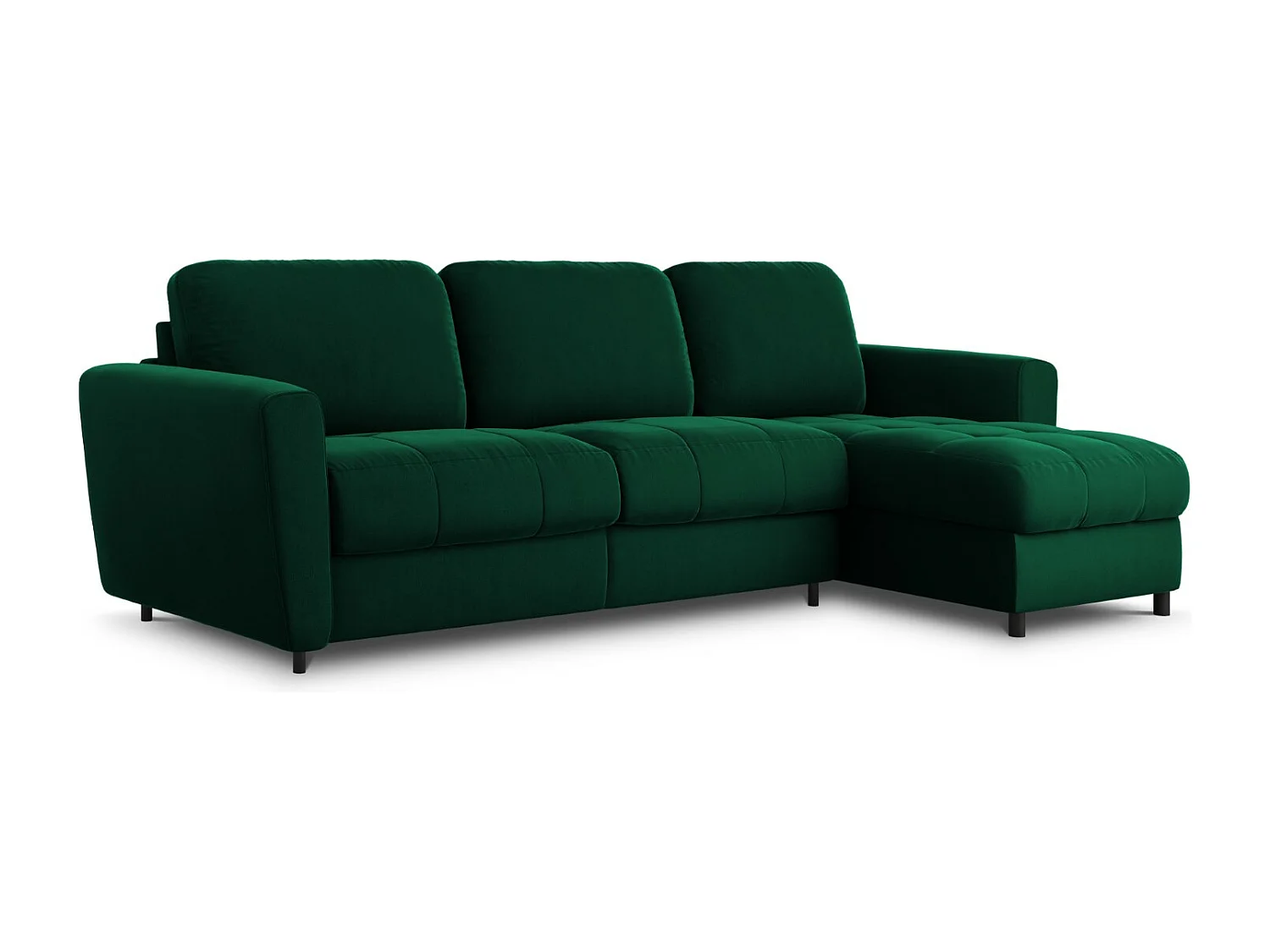 CXL by Christian Lacroix - Canapé d'angle droit convertible avec coffre de rangement "Audra" 5 places en velours vert bouteille - 290x170x88cm