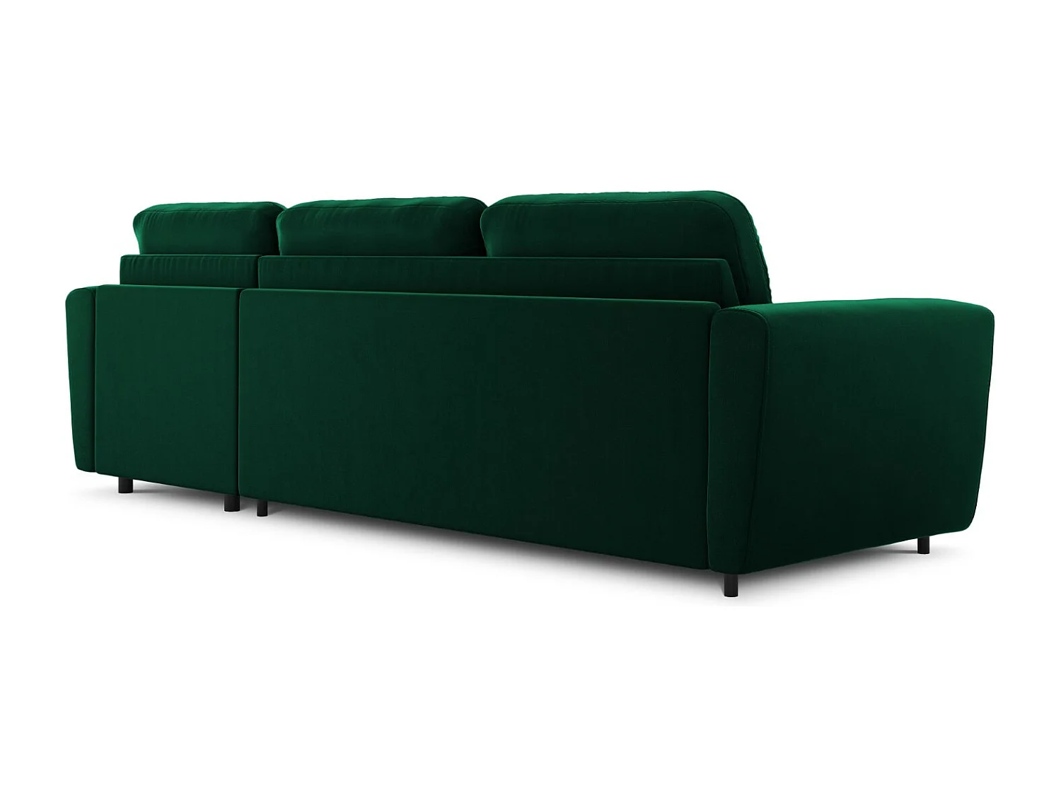 CXL by Christian Lacroix - Canapé d'angle droit convertible avec coffre de rangement "Audra" 5 places en velours vert bouteille - 290x170x88cm