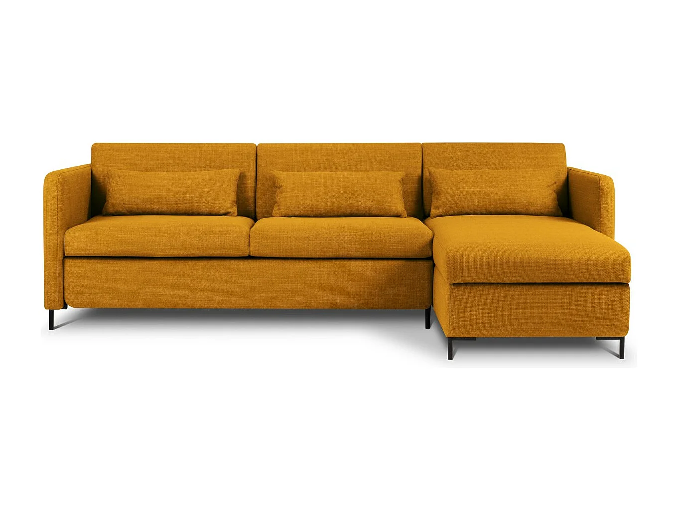 CXL by Christian Lacroix - Converteerbare hoekbank rechts met opbergdoos "Yanis" 4 zitplaatsen, Structurele stof, Goud - 260x170x80cm