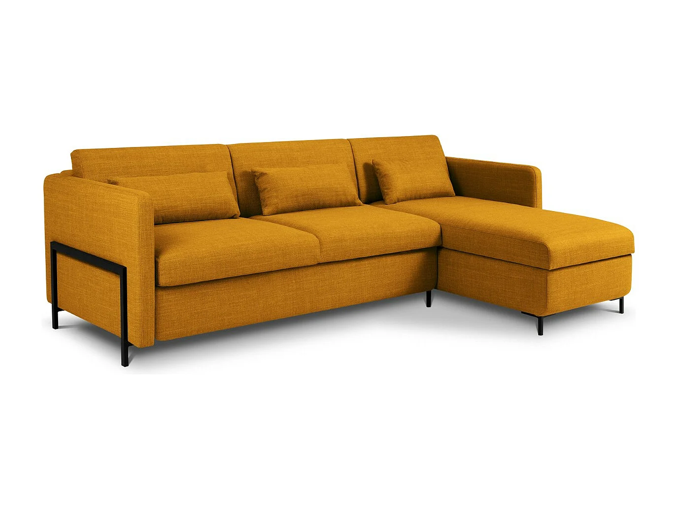 CXL by Christian Lacroix - Converteerbare hoekbank rechts met opbergdoos "Yanis" 4 zitplaatsen, Structurele stof, Goud - 260x170x80cm