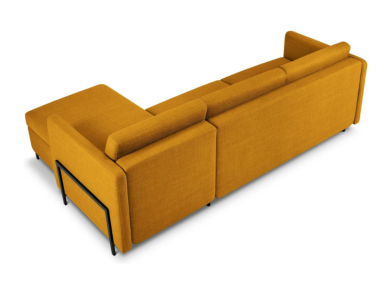 CXL by Christian Lacroix - Converteerbare hoekbank rechts met opbergdoos "Yanis" 4 zitplaatsen, Structurele stof, Goud - 260x170x80cm