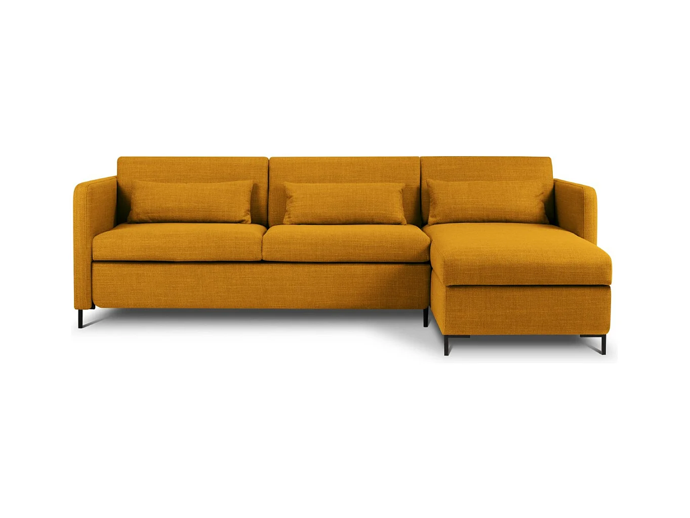 CXL by Christian Lacroix - Canapé d'angle droit convertible avec coffre de rangement "Yanis" 4 places en tissu structurel or - 260x170x80cm