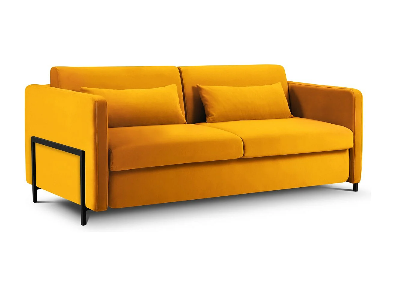 CXL by Christian Lacroix - Converteerbare bank "Yanis" 2 zitplaatsen, Flueel, GEEL - 182x102x80cm