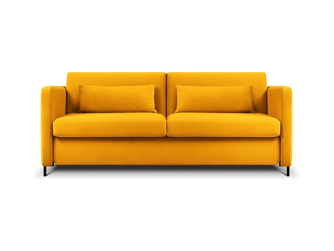 CXL by Christian Lacroix - Canapé convertible "Yanis" 2 places en velours jaune - 182x102x80cm