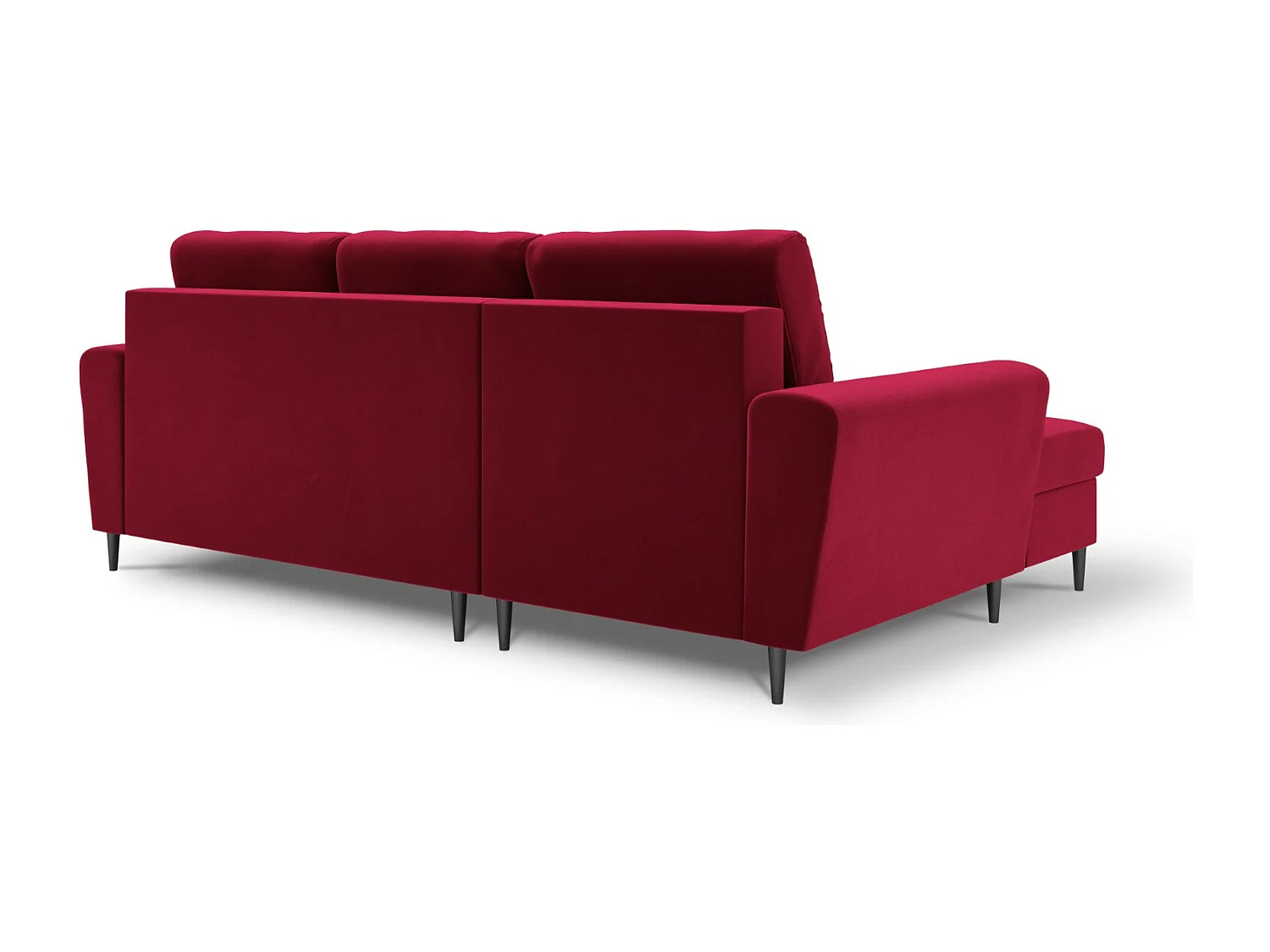 Cosmopolitan Design - Canapé d'angle gauche convertible avec coffre de rangement "Kyoto" 4 places en velours rouge - 241x145x88cm