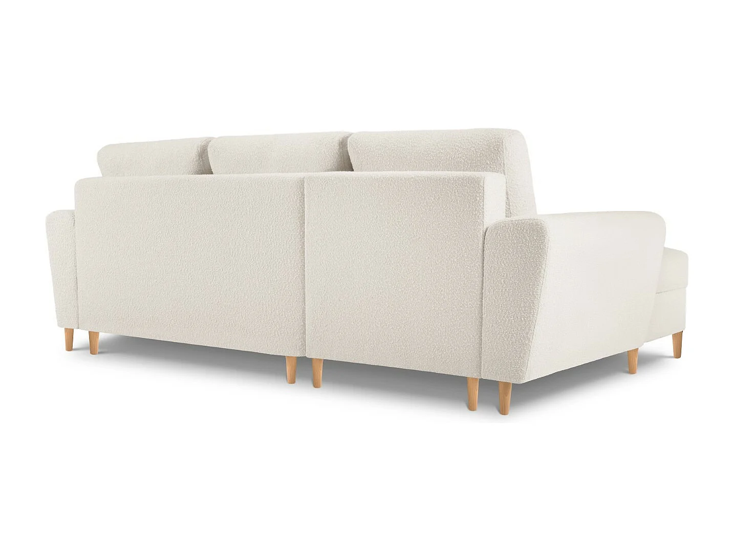 Cosmopolitan Design - Canapé d'angle gauche convertible avec coffre de rangement "Kyoto" 4 places en bouclé beige - 241x145x88cm