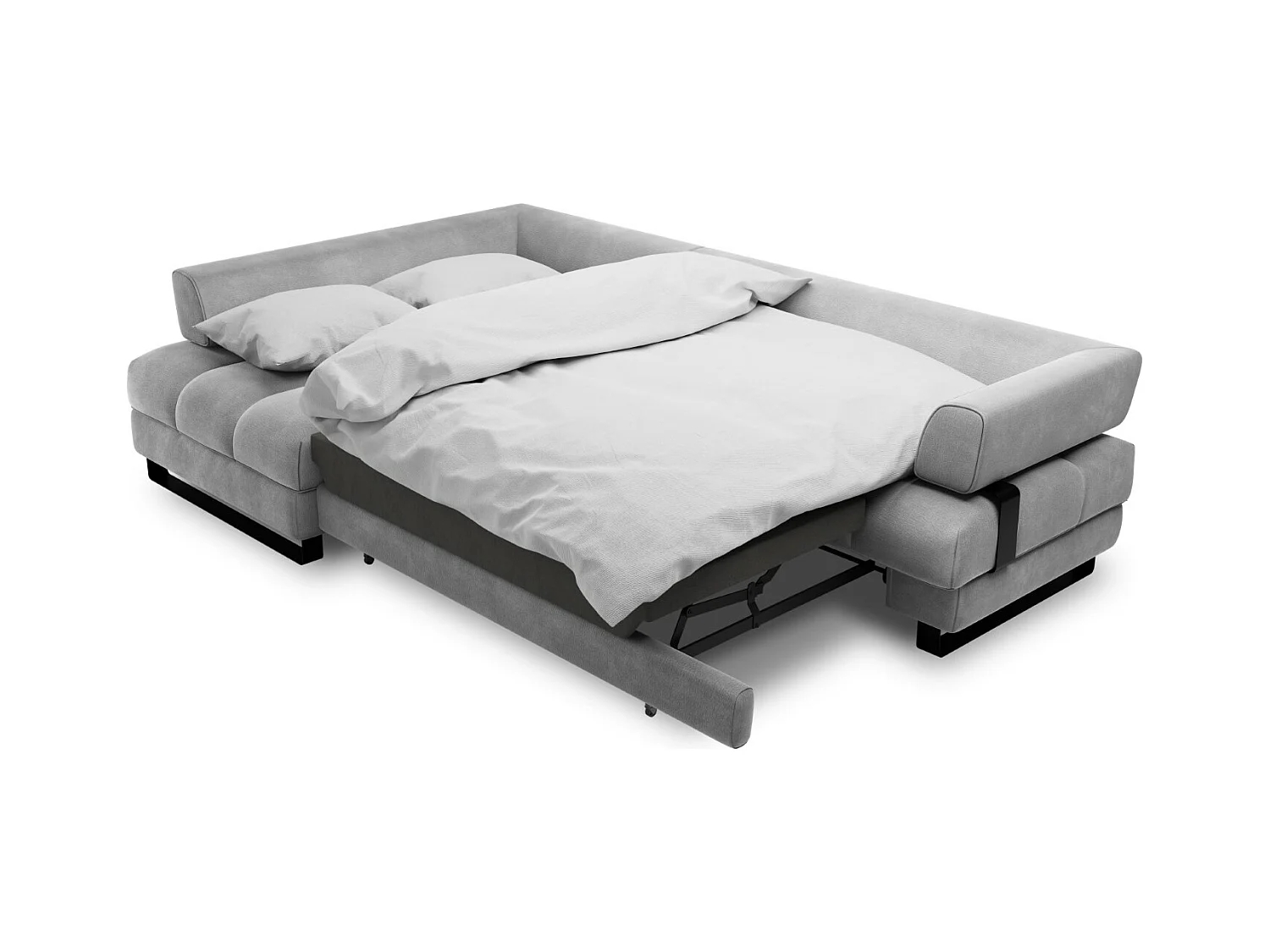 Cosmopolitan Design - Canapé d'angle gauche convertible avec coffre de rangement "Clinton" 5 places en velours gris clair - 272x173x89cm
