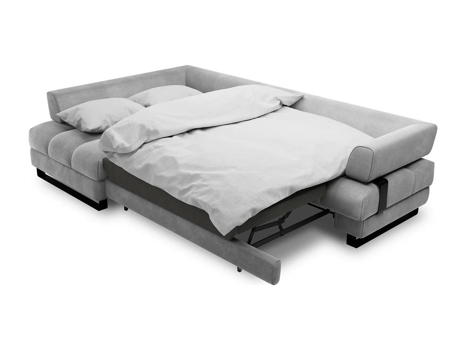 Cosmopolitan Design - Canapé d'angle gauche convertible avec coffre de rangement "Clinton" 5 places en velours gris clair - 272x173x89cm