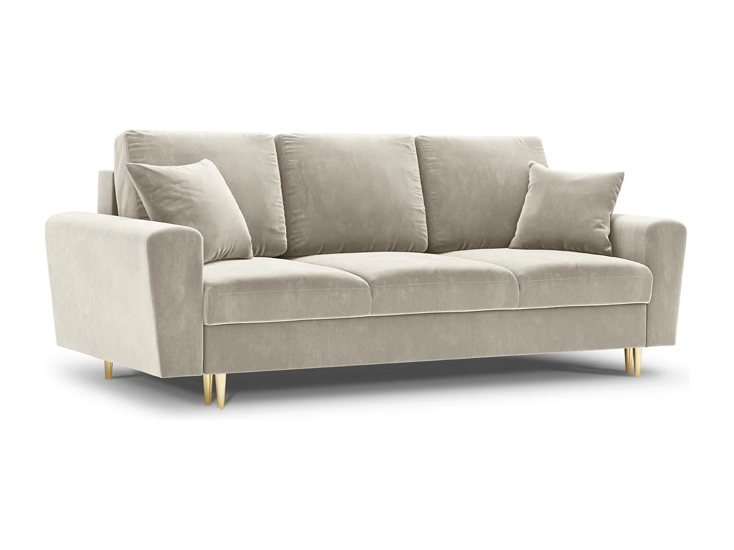 Cosmopolitan Design - Divano convertibile con contenitore "Kyoto" 3 posti in velluto beige chiaro - 235x100x88cm