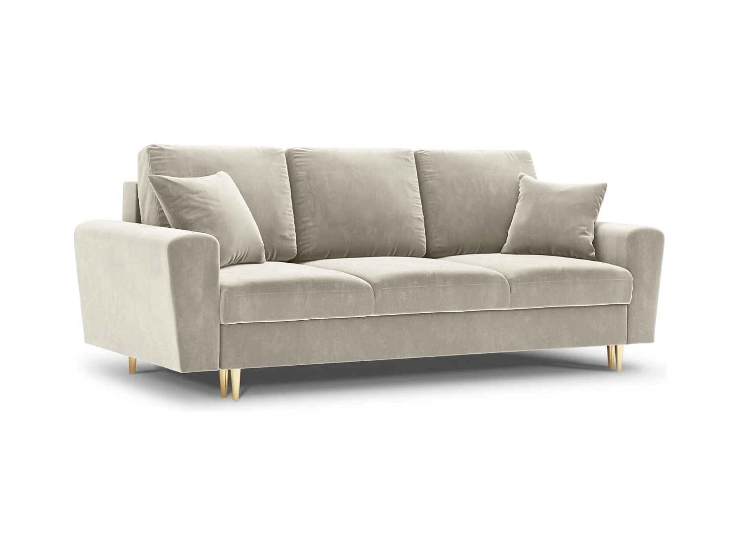 Cosmopolitan Design - Canapé convertible avec coffre de rangement "Kyoto" 3 places en velours beige clair - 235x100x88cm