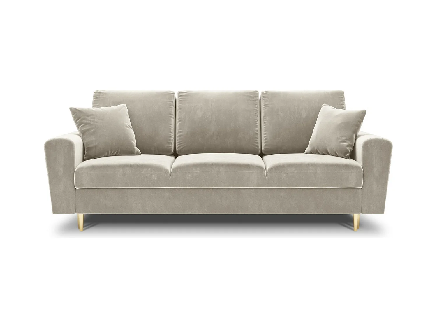 Cosmopolitan Design - Sofá cama con baúl de almacenaje "Kyoto" 3 plazas de terciopelo beige claro - 235x100x88cm