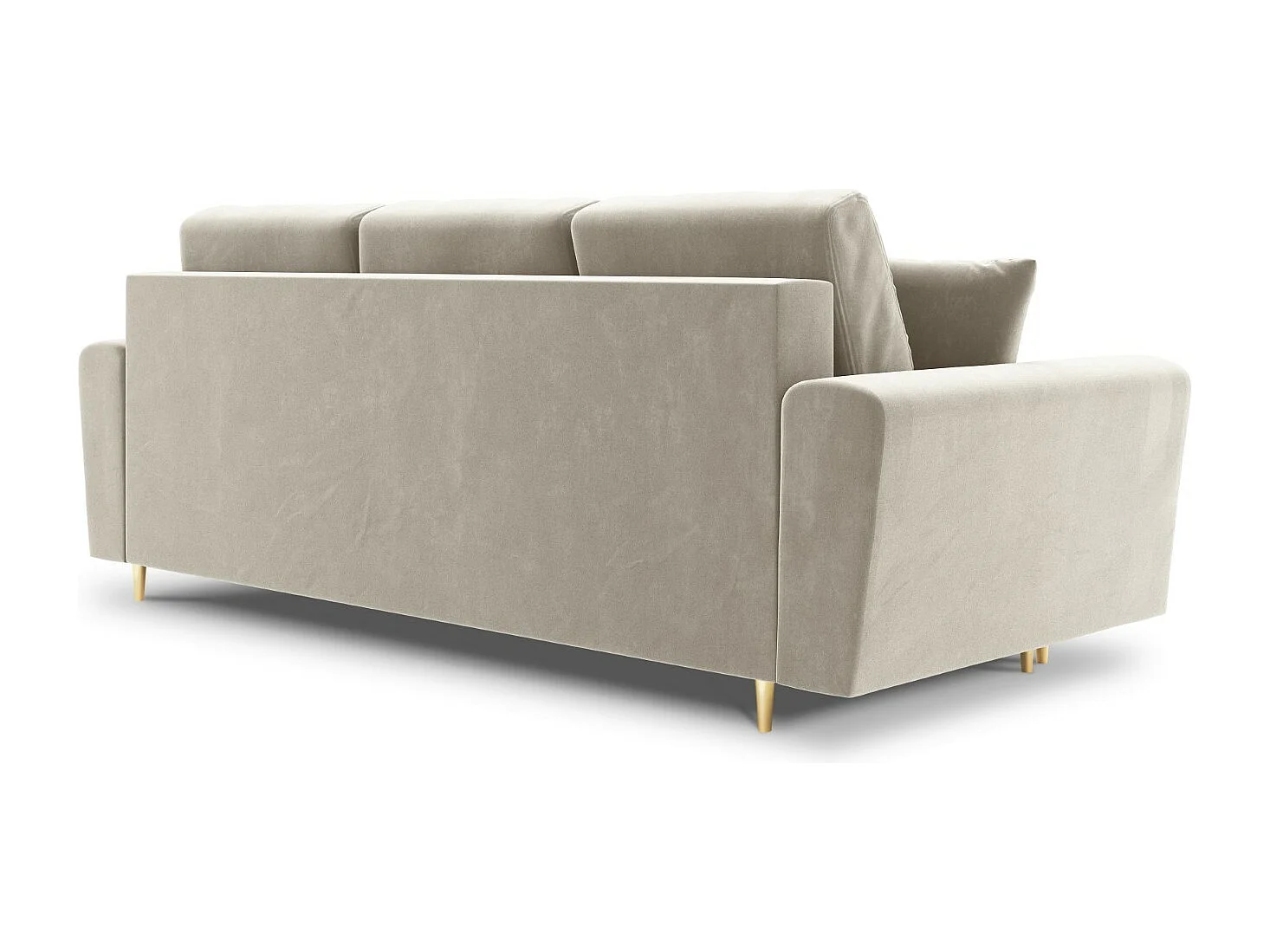 Cosmopolitan Design - Canapé convertible avec coffre de rangement "Kyoto" 3 places en velours beige clair - 235x100x88cm