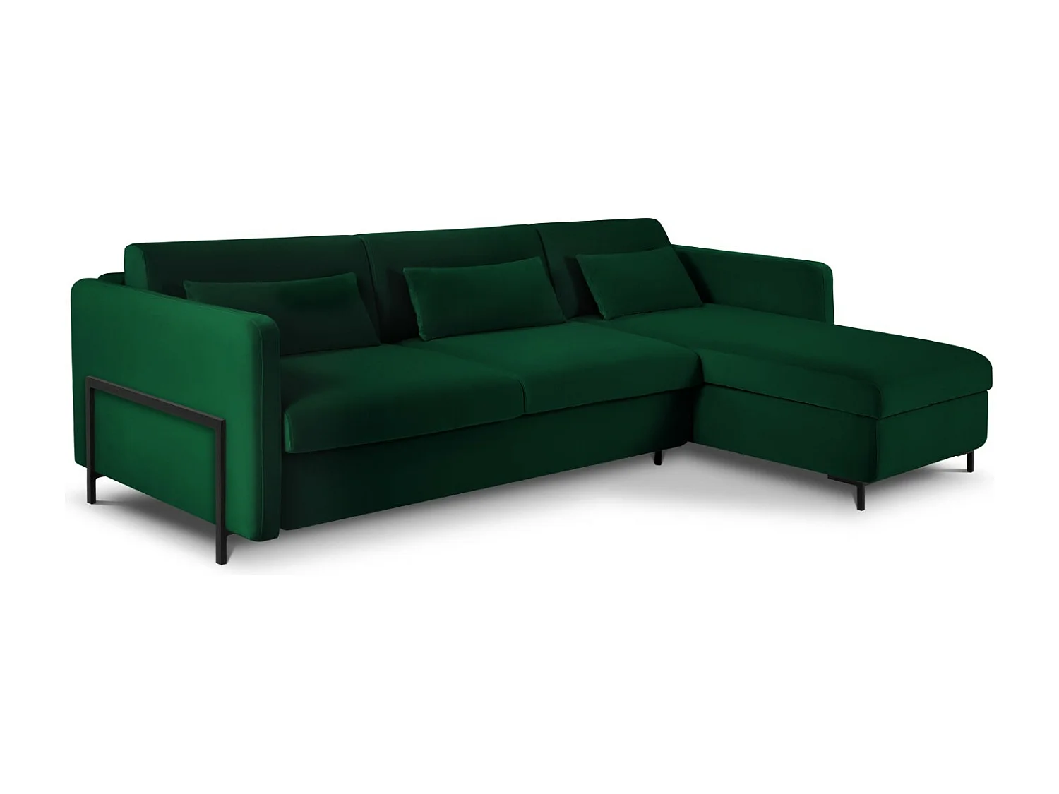 CXL by Christian Lacroix - Divano convertibile angolare destro "Yanis" 5 posti in velluto verde bottiglia - 280x170x80cm