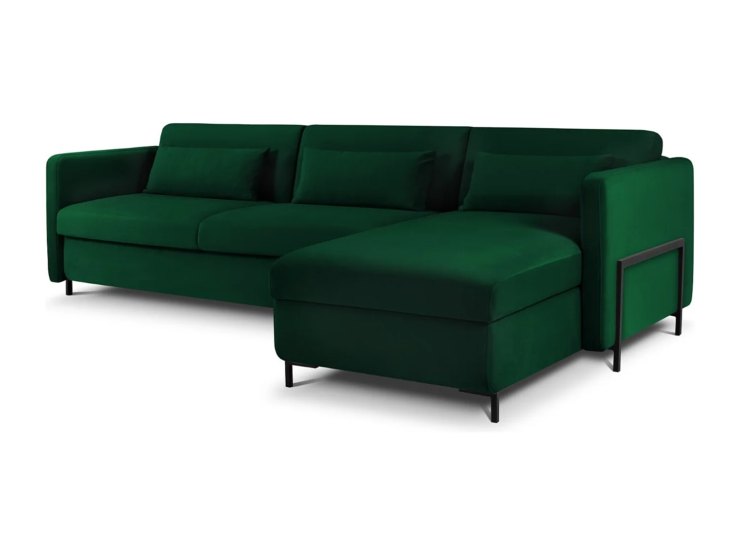 CXL by Christian Lacroix - Divano convertibile angolare destro "Yanis" 5 posti in velluto verde bottiglia - 280x170x80cm